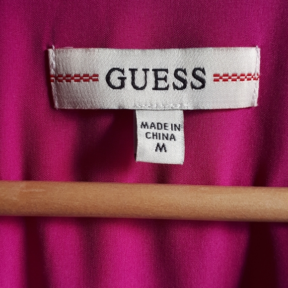 Guess Eco Paisley Hanna Wrap Dress in Electric Fuchsia. Size Medium. EUC. - Picture 6 of 14